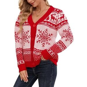 Christmas Sweaters for Women V Neck Button Down Sweater Size Large‎